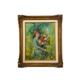 Helene Cydney Girl With Flowers Painting