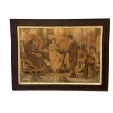 Framed Vintage Tapestry of Woman & Children