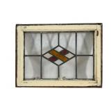 Red & Amber Diamond Pattern Stained Glass