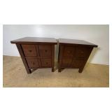 Two Small Wood Cabinets with Four Drawers