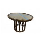 Round Rattan Table with Glass Top & Outdoor