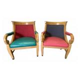 Pair Art Deco Multicolored Armchairs