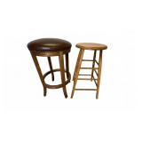 Two Stools: One Solid Oak & One 30" Padded