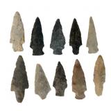 10 Knapped Stone Projectile & A