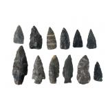 12 Chipped Stone Projectile Points