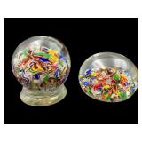 2 Millefiori Glass Paperweights