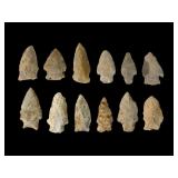 12 Knapped Stone Projectile