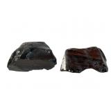 Two Rough Mahogany Obsidian Specimens