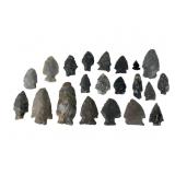 21 Knapped Stone Arrowheads
