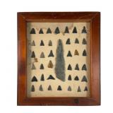 Framed Collection of Stone Arrowheads & Blade