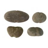 Four Grooved Stone Tools, Largest 3.25 Inches