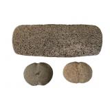 Grinding Stone & Pair of Grooved Stone Mauls