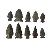 10 Knapped Stone Projectiles