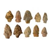10 Stone Projectile Points & Arrows