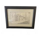 Framed Pencil Sketch of Deli