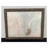 Jane Zamost Painting Under Glass, Woman in Snow