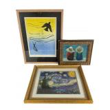 Three Framed Artworks Including Signed Print