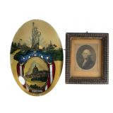Reverse Painting on Convex Glass & Washington