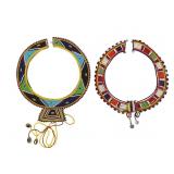 Two Maasai Beaded Wedding Enkarewa Necklaces