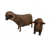 Two Handmade Terracotta Ram Figures
