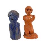 Two Glazed Clay Sculptures