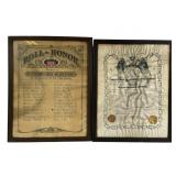 Framed Bethlehem Lodge Roll of Honor & Masons