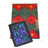 Handwoven Southwestern Wool Rug & Sewn Crib Quilt