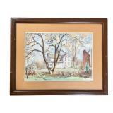 Signed 1961 Watercolor Landscape in Frame