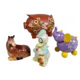 4 Ceramic Animal Banks Including Waltï¿½Disney