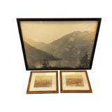 Antique Photo Prints Large Cruise Ship &Two Prints