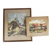 Original Watercolors, One Signed 1929