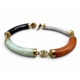 14K Multi-Color Jade Articulate Bracelet