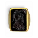 14k Gold Roman Soldier Intaglio Ring