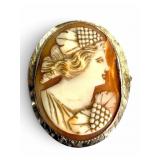 Antique 14K Gold Carved Cameo Brooch