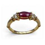 Judith Ripka 14K Ruby & Diamond Ring