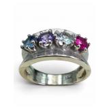 14K Multi Gemstone Ring, Size 7