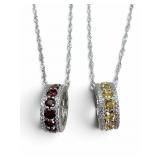 2 Sterling Garnet & Citrine Slide Necklaces