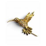 14K Gold Hummingbird Diamond Lapel Pin