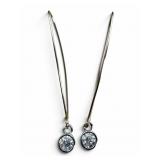 14K Diamond Hook Earrings 1.75 Inch