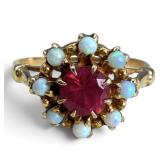 10K Gold Ruby & Opal Ring