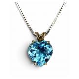 14k Blue Gemstone Heart Pendant Necklace