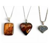 Three Sterling Pendant Necklaces