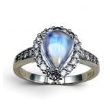 14K KHR Moonstone & Diamond Ring