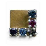 14k Gold Pin with Gemstones