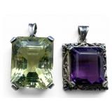 Silver Lemon Topaz & Amethyst Pendants