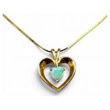 14K Opal Heart Pendant Necklace, 20 Inch