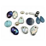 Drilled Pearls, Larimar & Abalone