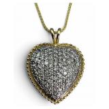 14K Diamond Heart Pendant Necklace