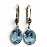 14K Gold Aquamarine Dangle Earrings