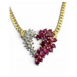 14K Gold Diamond & Ruby Heart Pendant on Chain
